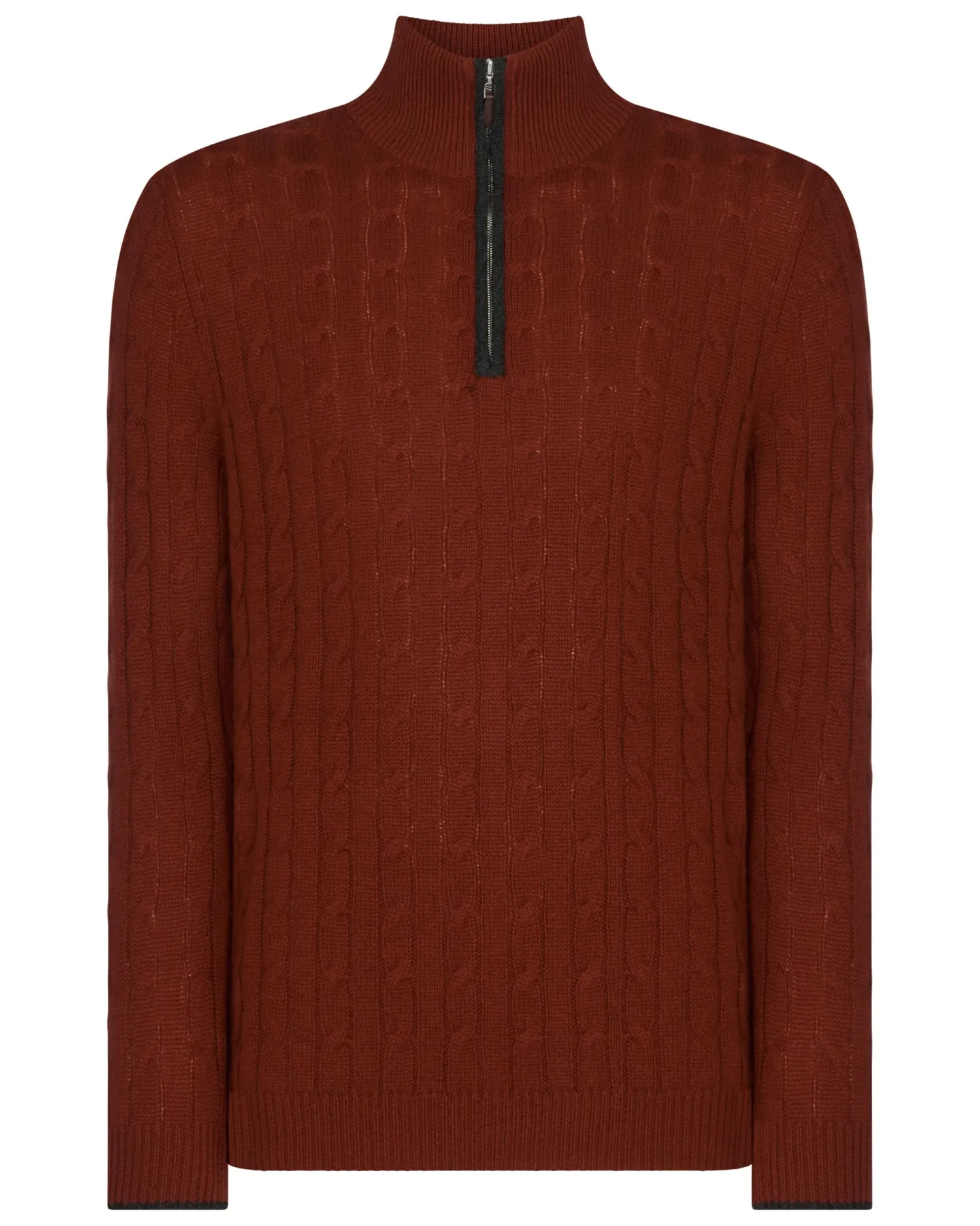 Women N.Peal Orange | Orange*Men's Albemarle Cable Half Zip Cashmere Sweater