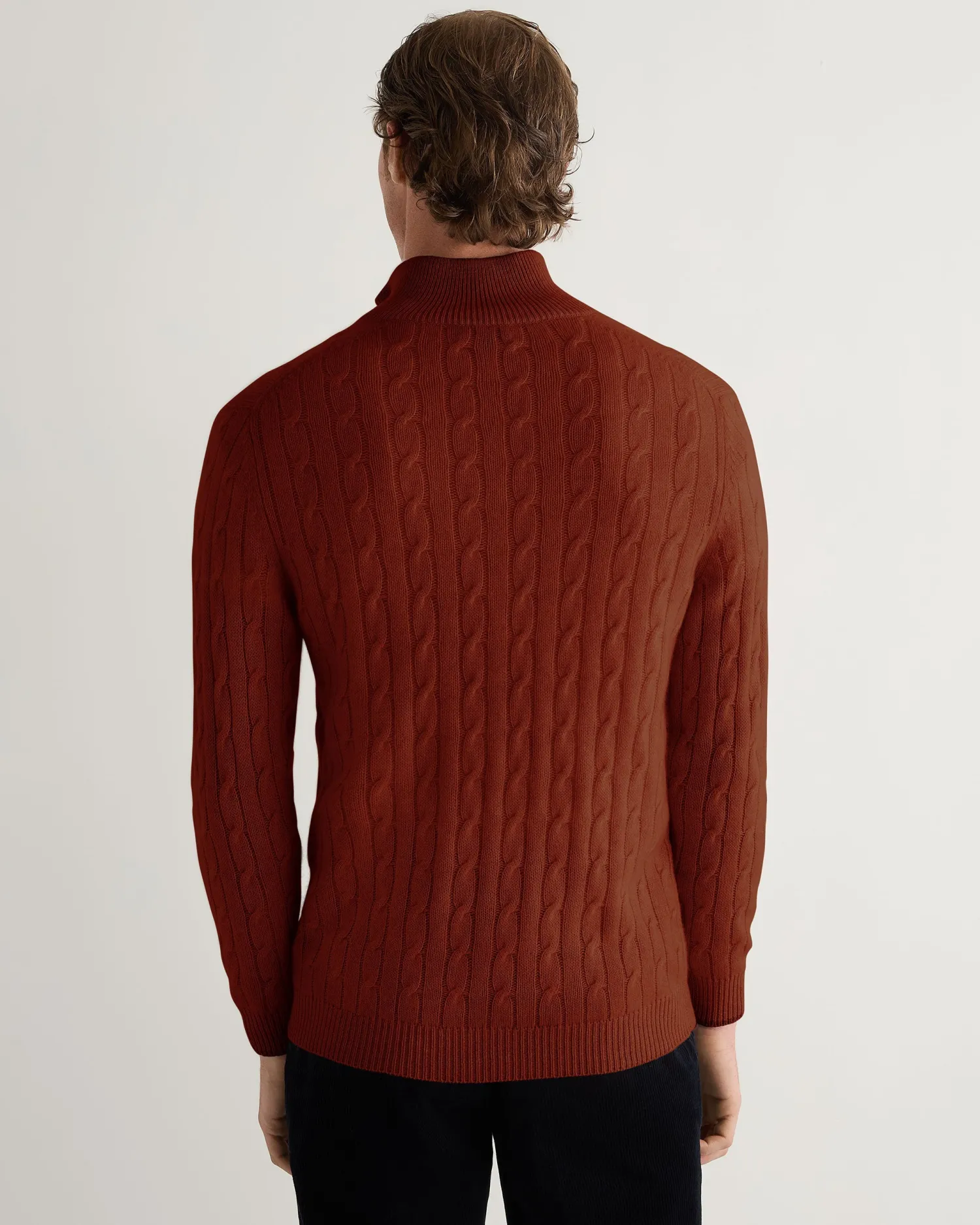 Women N.Peal Orange | Orange*Men's Albemarle Cable Half Zip Cashmere Sweater