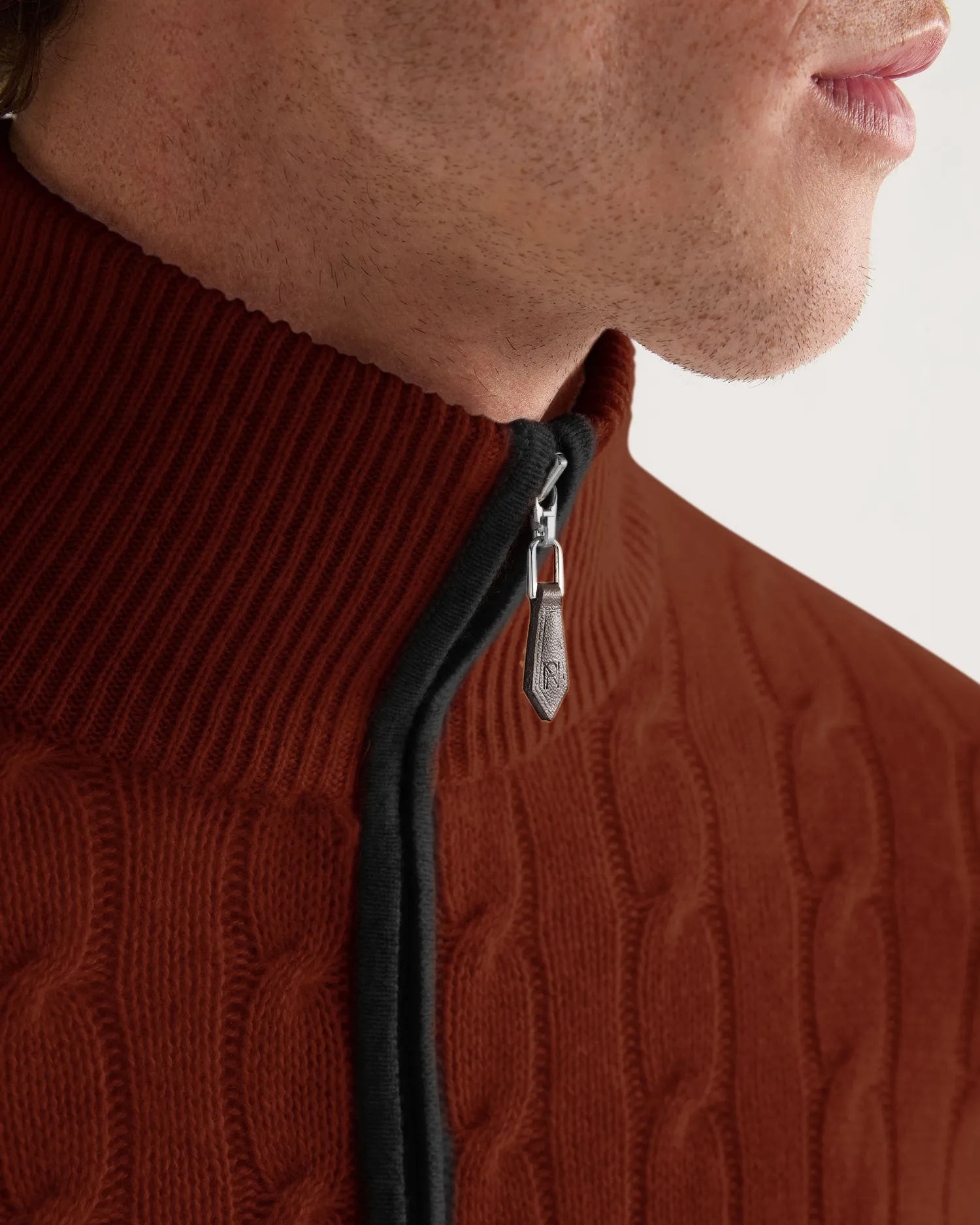 Women N.Peal Orange | Orange*Men's Albemarle Cable Half Zip Cashmere Sweater