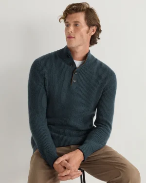 Women N.Peal Blue | Blue*Men's Beauchamp Half Button Cashmere Sweater