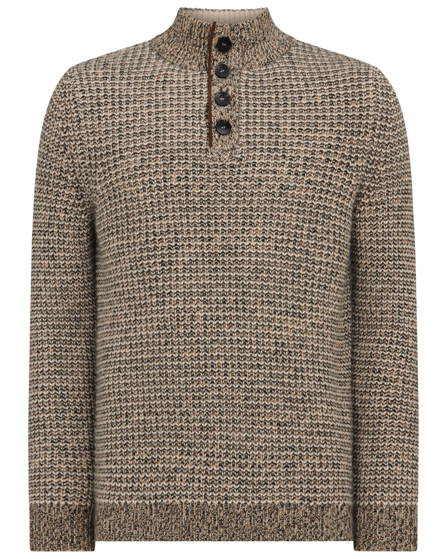 Women N.Peal Natural | Natural*Men's Beauchamp Marl Half Button Cashmere Sweater