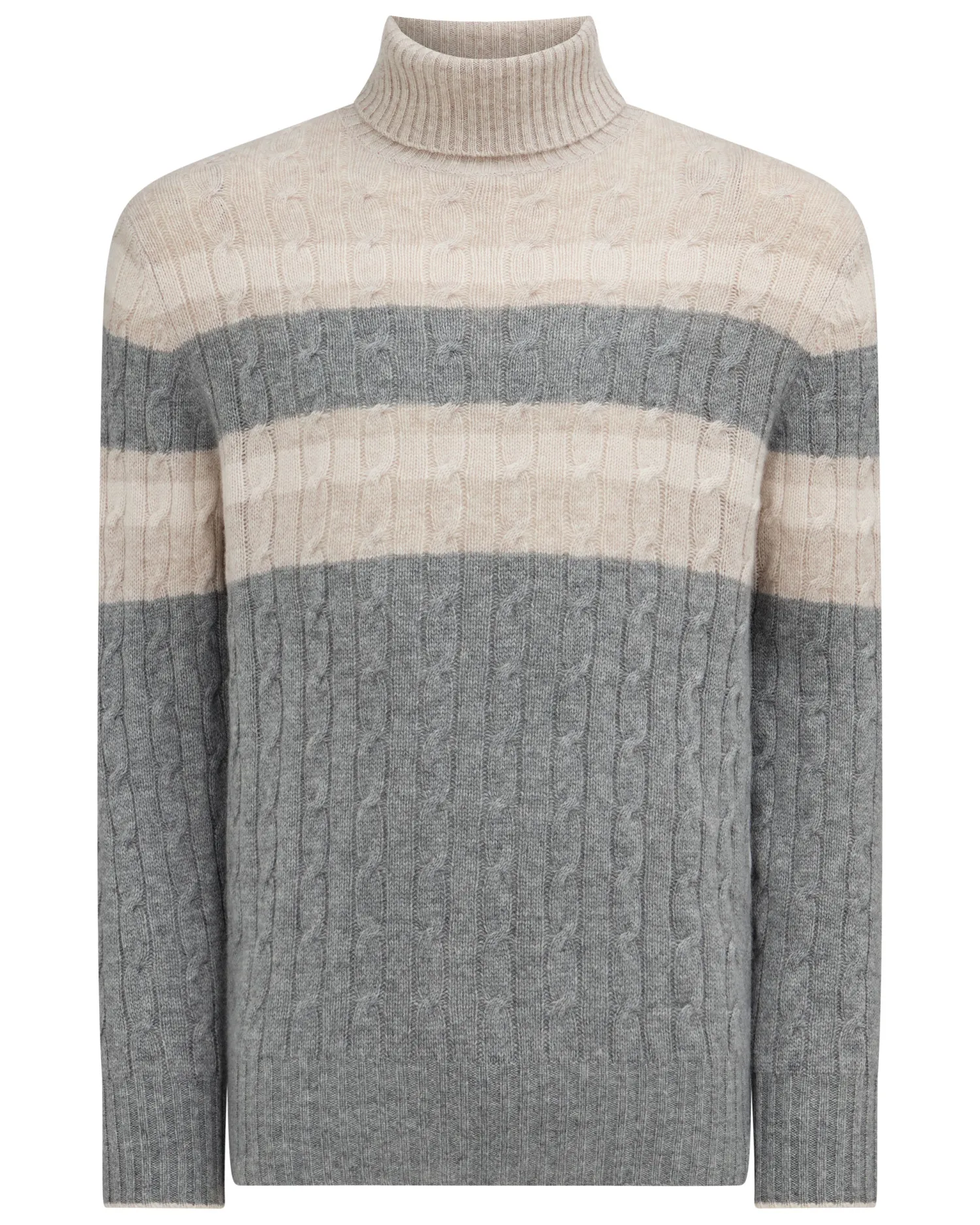 Women N.Peal White | White*Men's Berwick Stripe Turtle Neck Cashmere Sweater