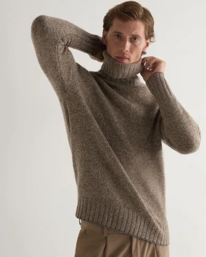 Women N.Peal Natural | Natural*Men's Brompton Marl Turtle Neck Cashmere Sweater