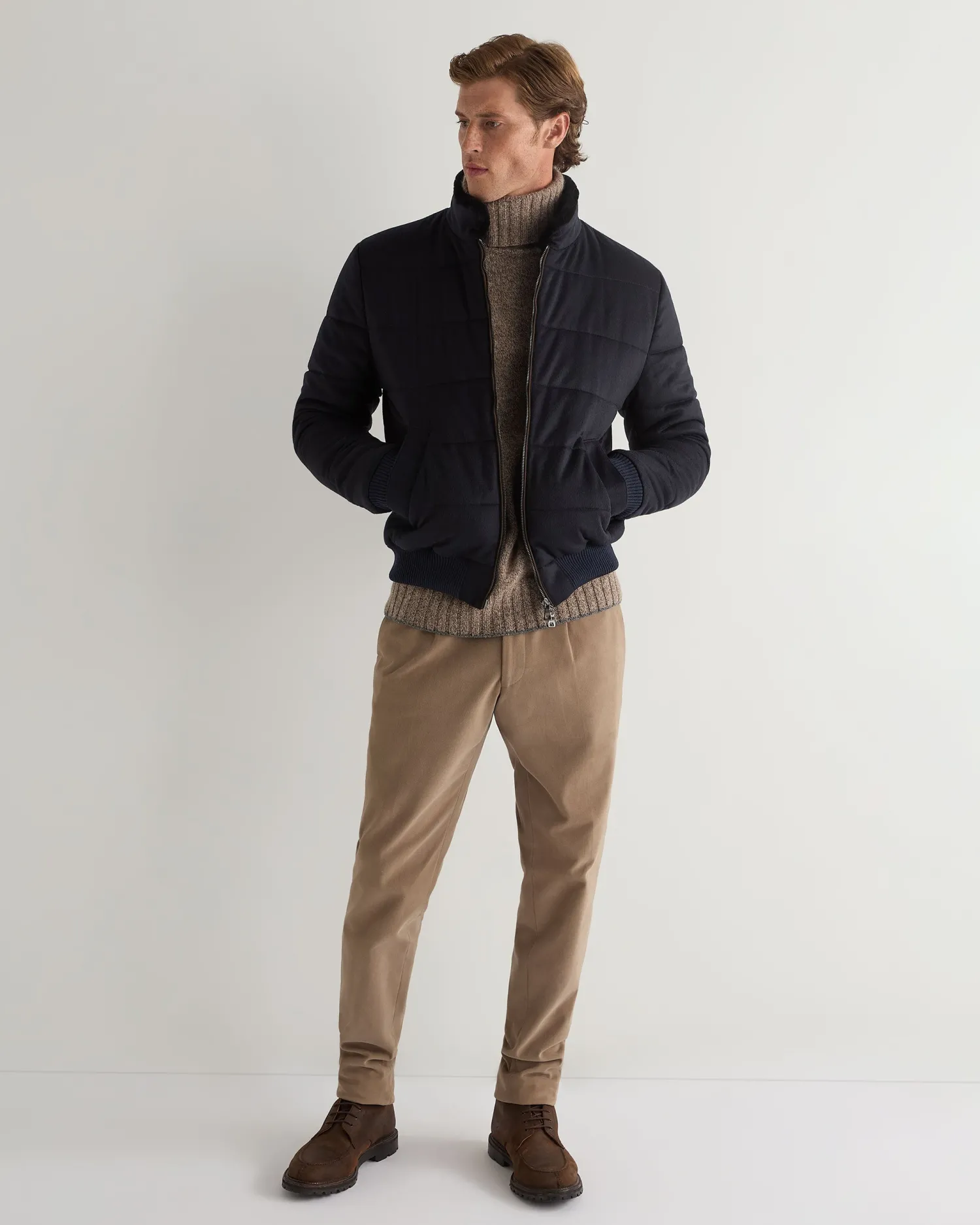 Women N.Peal Natural | Natural*Men's Brompton Marl Turtle Neck Cashmere Sweater