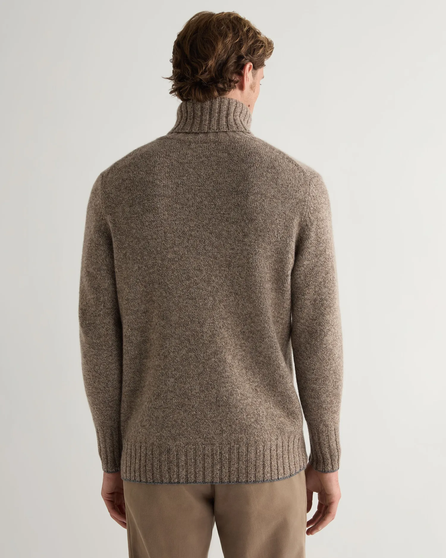 Women N.Peal Natural | Natural*Men's Brompton Marl Turtle Neck Cashmere Sweater