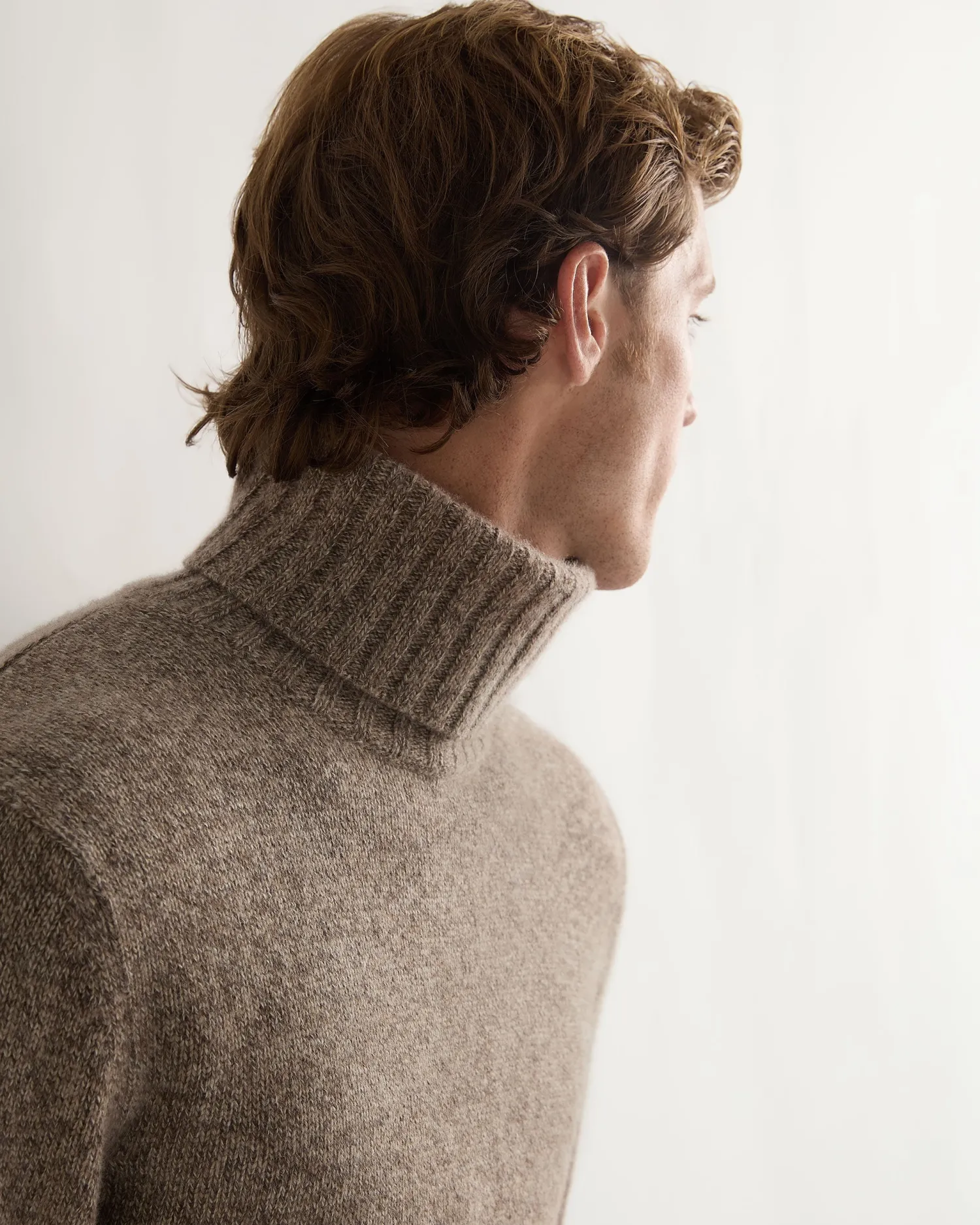 Women N.Peal Natural | Natural*Men's Brompton Marl Turtle Neck Cashmere Sweater
