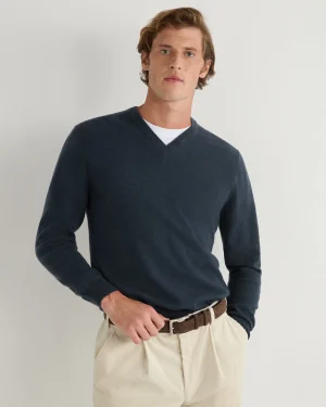 Women N.Peal Blue | Blue*Men's Burlington V Neck Cashmere Sweater