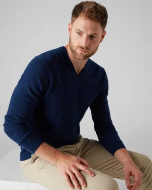 Women N.Peal Blue | Blue*Men's Burlington V Neck Cashmere Sweater