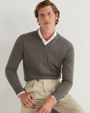 Women N.Peal Natural | Natural*Men's Burlington V Neck Cashmere Sweater