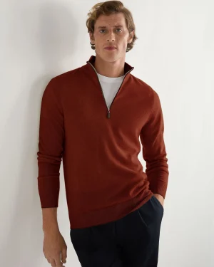Women N.Peal Orange | Orange*Men's Carnaby Half Zip Cashmere Sweater
