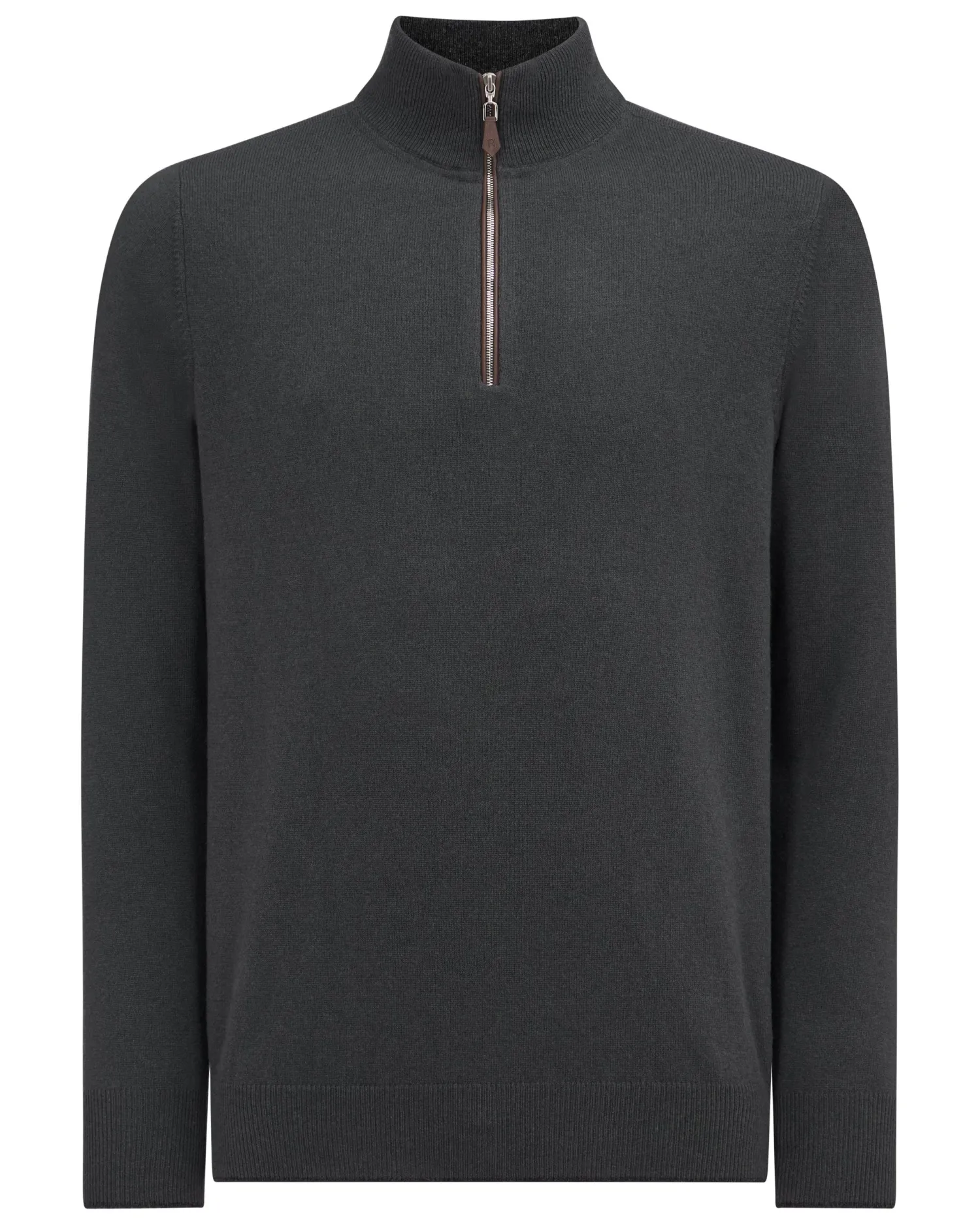 N.Peal Dark Grey | West Village*Men's Carnaby Half Zip Cashmere Sweater