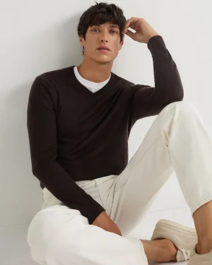 Women N.Peal Brown | Brown*Men's Conduit Fine Gauge Cashmere V Neck Sweater