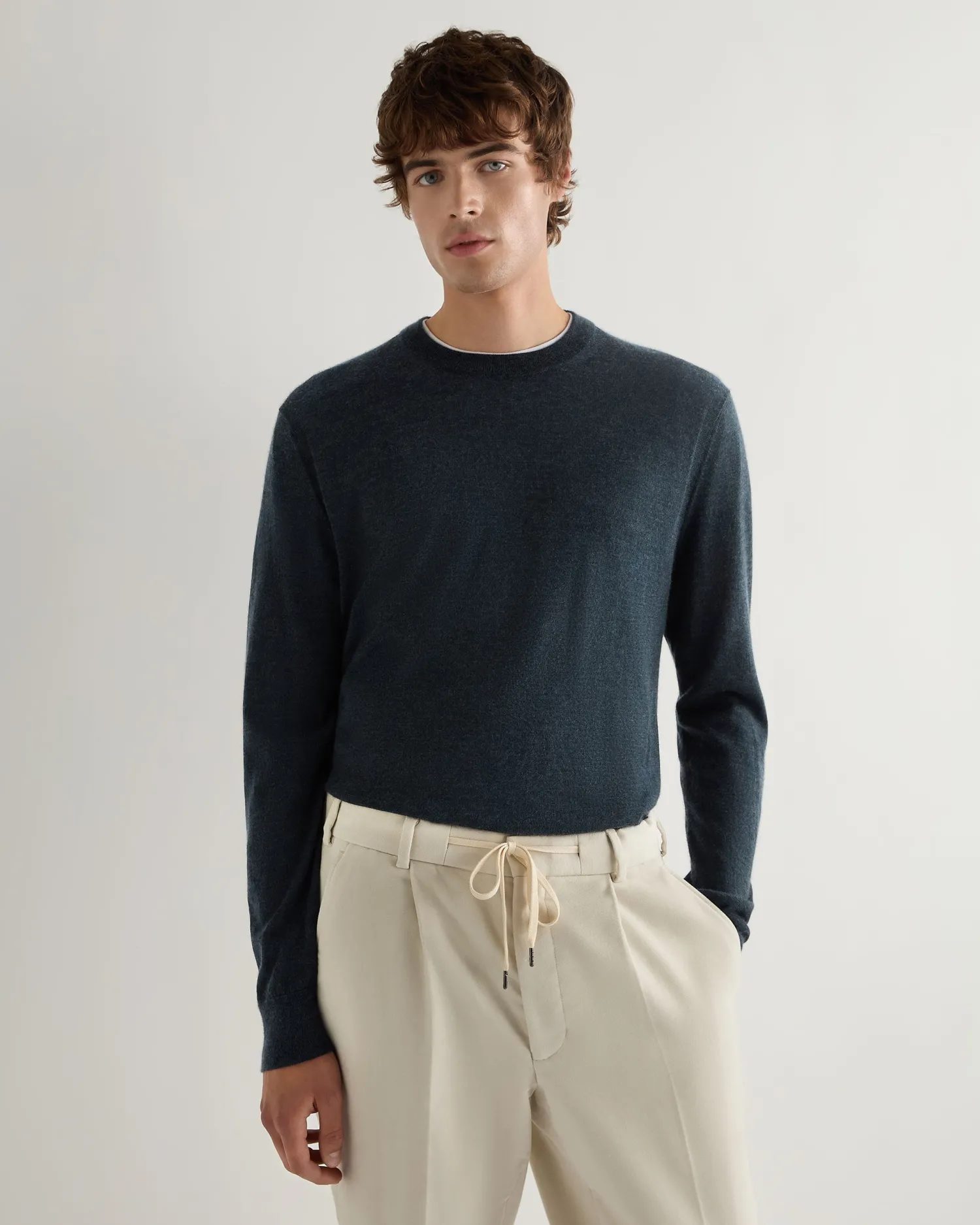 Women N.Peal Blue | Blue*Men's Covent Fine Gauge Cashmere Round Neck Sweater