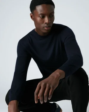 Women N.Peal Navy | Navy*Men's Covent Fine Gauge Cashmere Round Neck Sweater