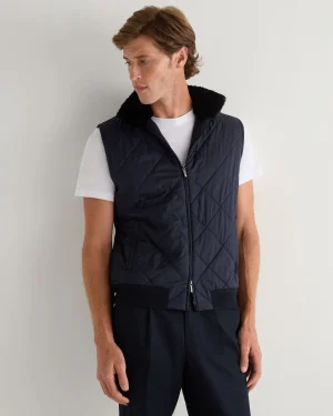 Women N.Peal Navy | Navy*Men's Diamond Fur Trim Cashmere Gilet
