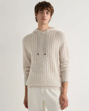 Women N.Peal White | White*Men's Fitzrovia Cable Cashmere Hoodie