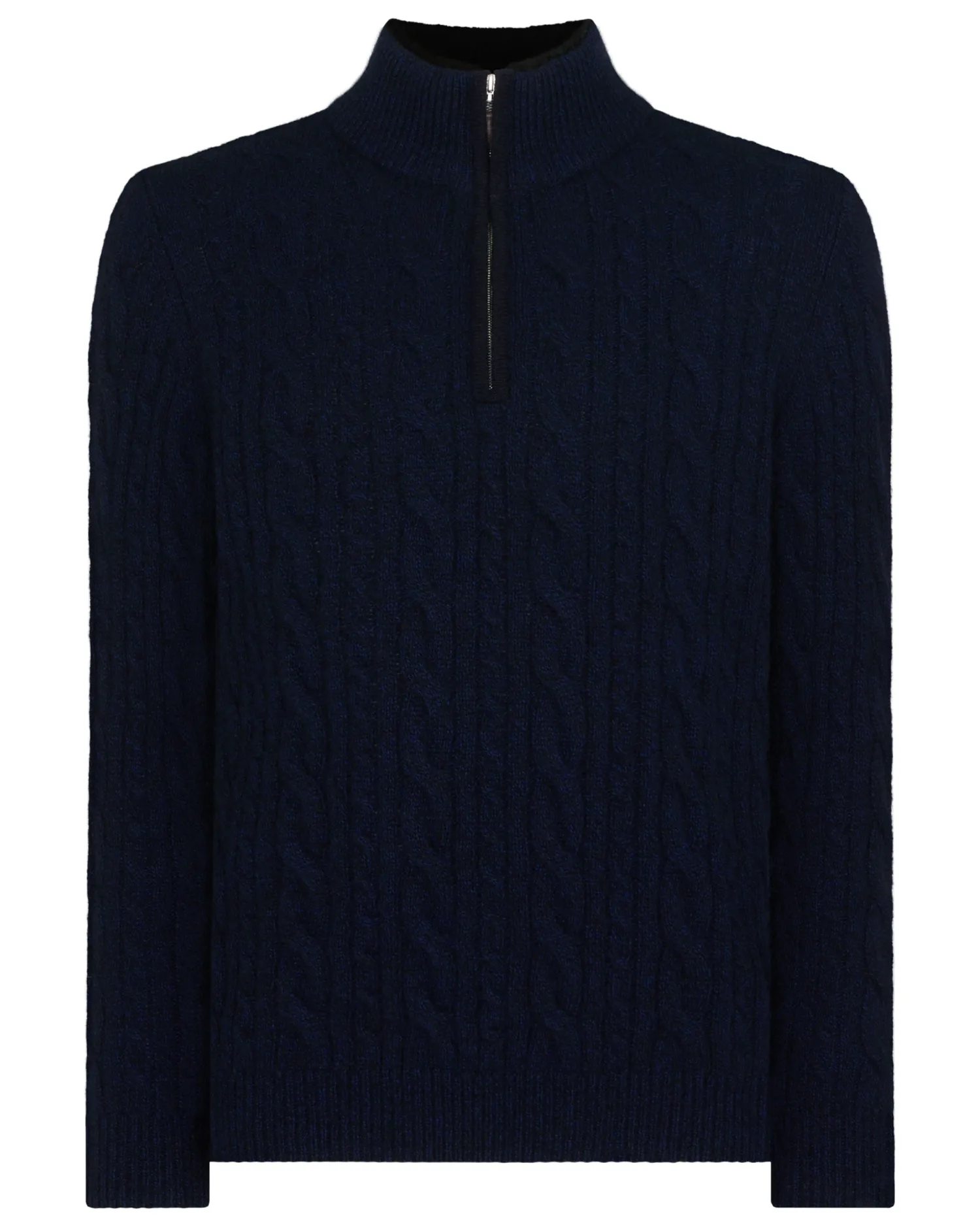Women N.Peal Navy | Navy*Men's Fur Trim Half Zip Cashmere Sweater