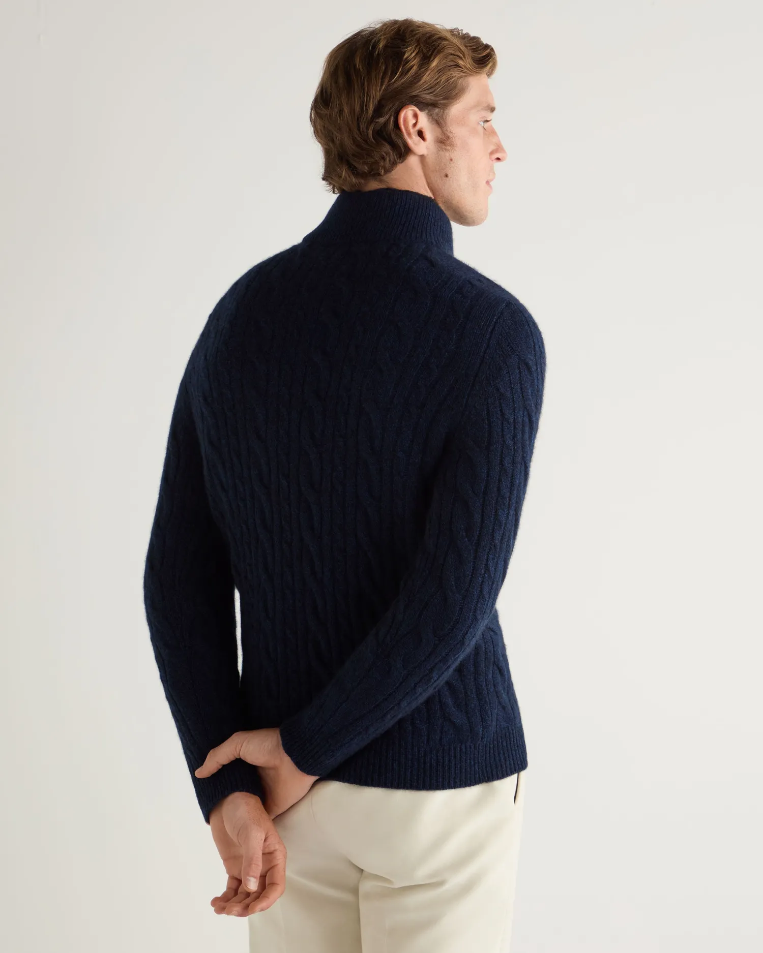 Women N.Peal Navy | Navy*Men's Fur Trim Half Zip Cashmere Sweater