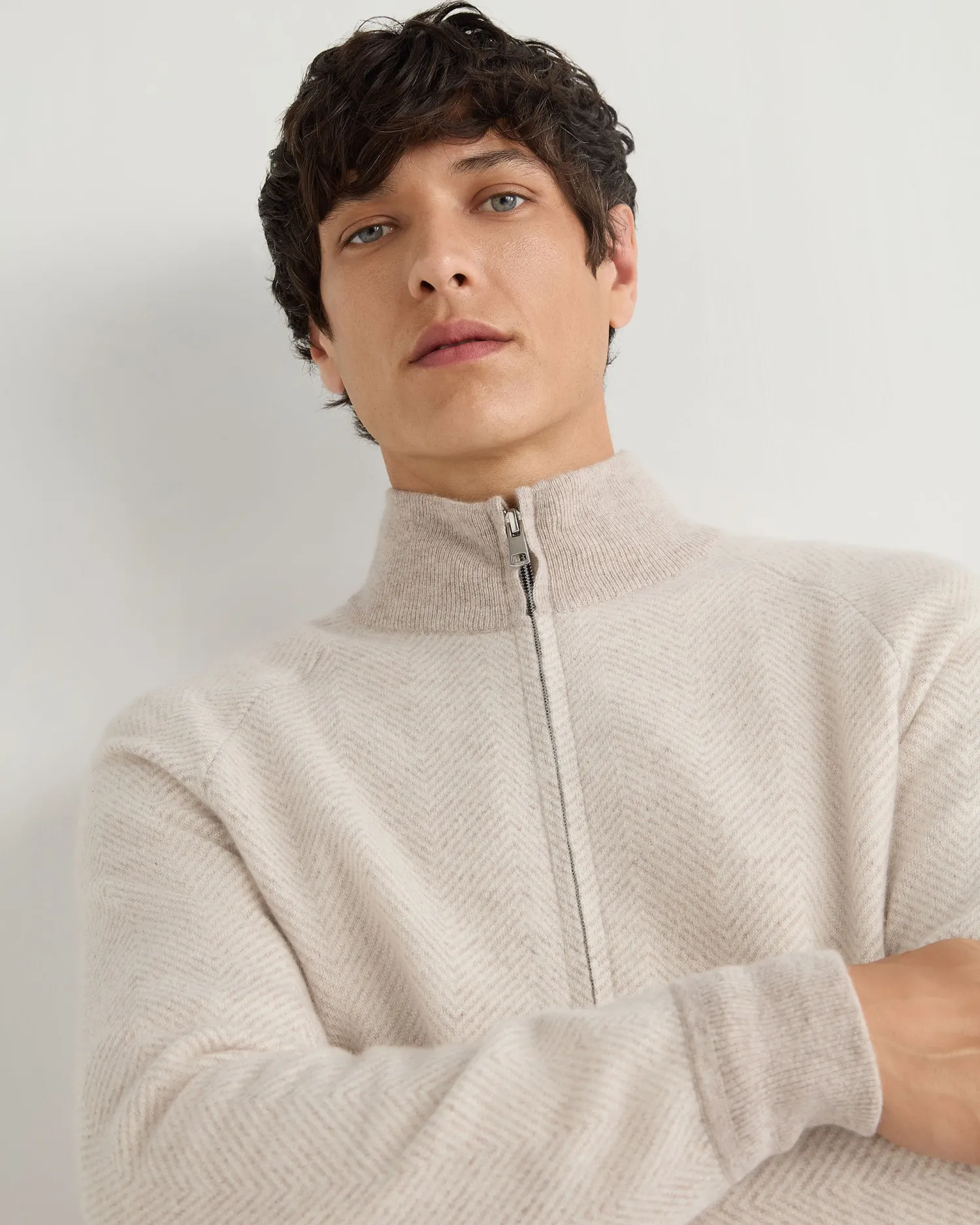 Women N.Peal Natural | Natural*Men's Herringbone Cashmere Jacket