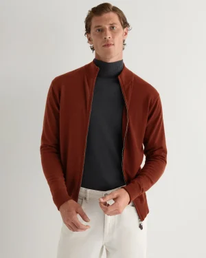Women N.Peal Orange | Orange*Men's Knightsbridge Full Zip Cashmere Sweater