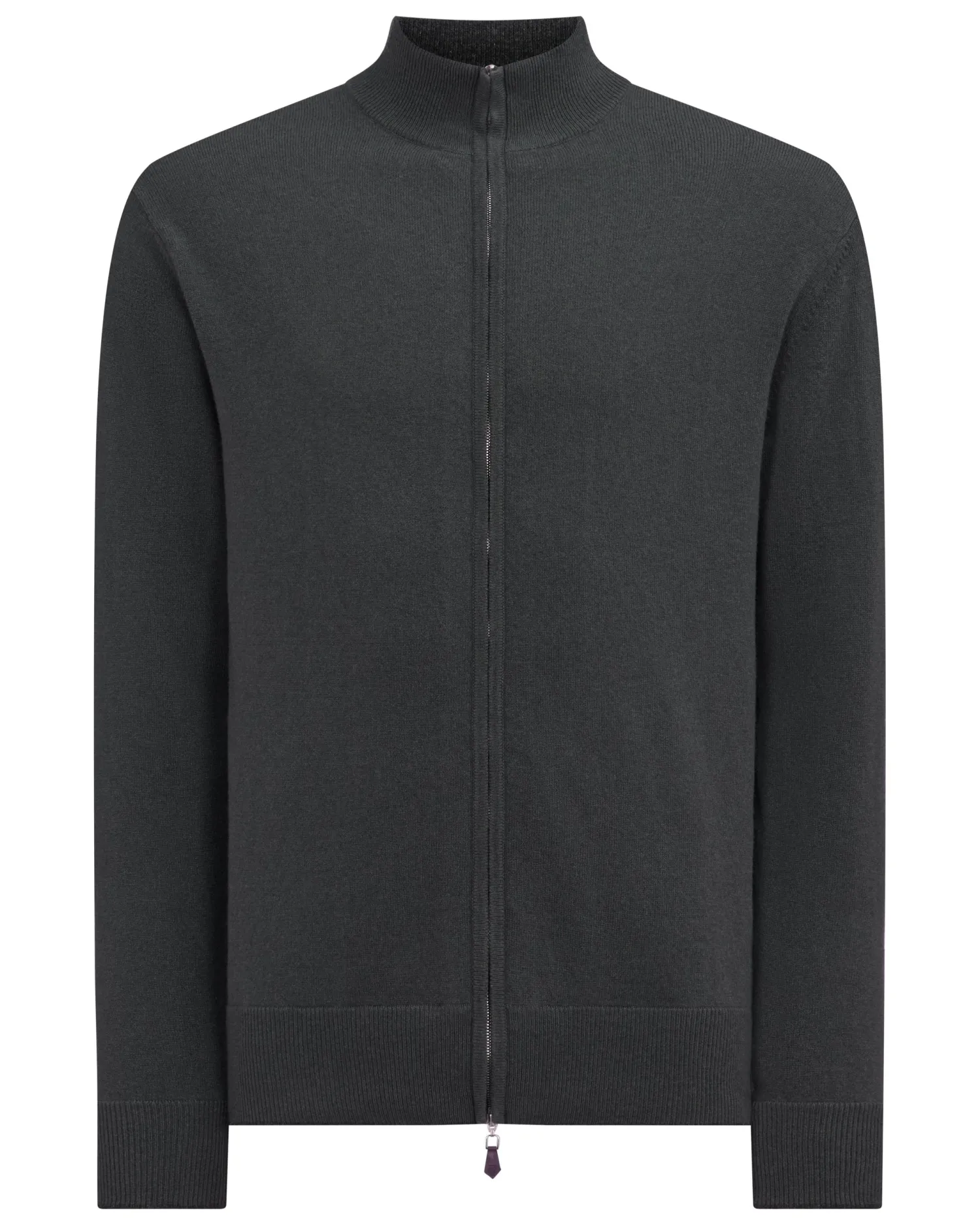 N.Peal Dark Grey | West Village*Men's Knightsbridge Full Zip Cashmere Sweater