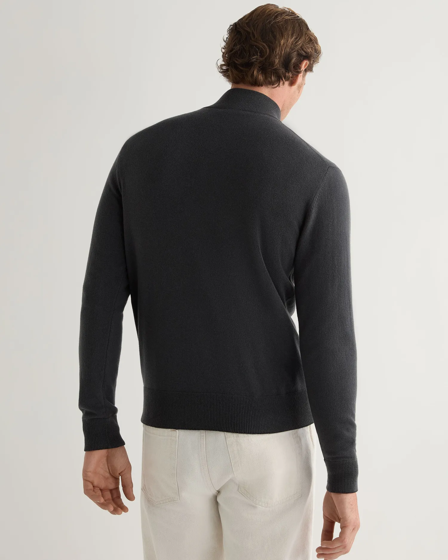 N.Peal Dark Grey | West Village*Men's Knightsbridge Full Zip Cashmere Sweater