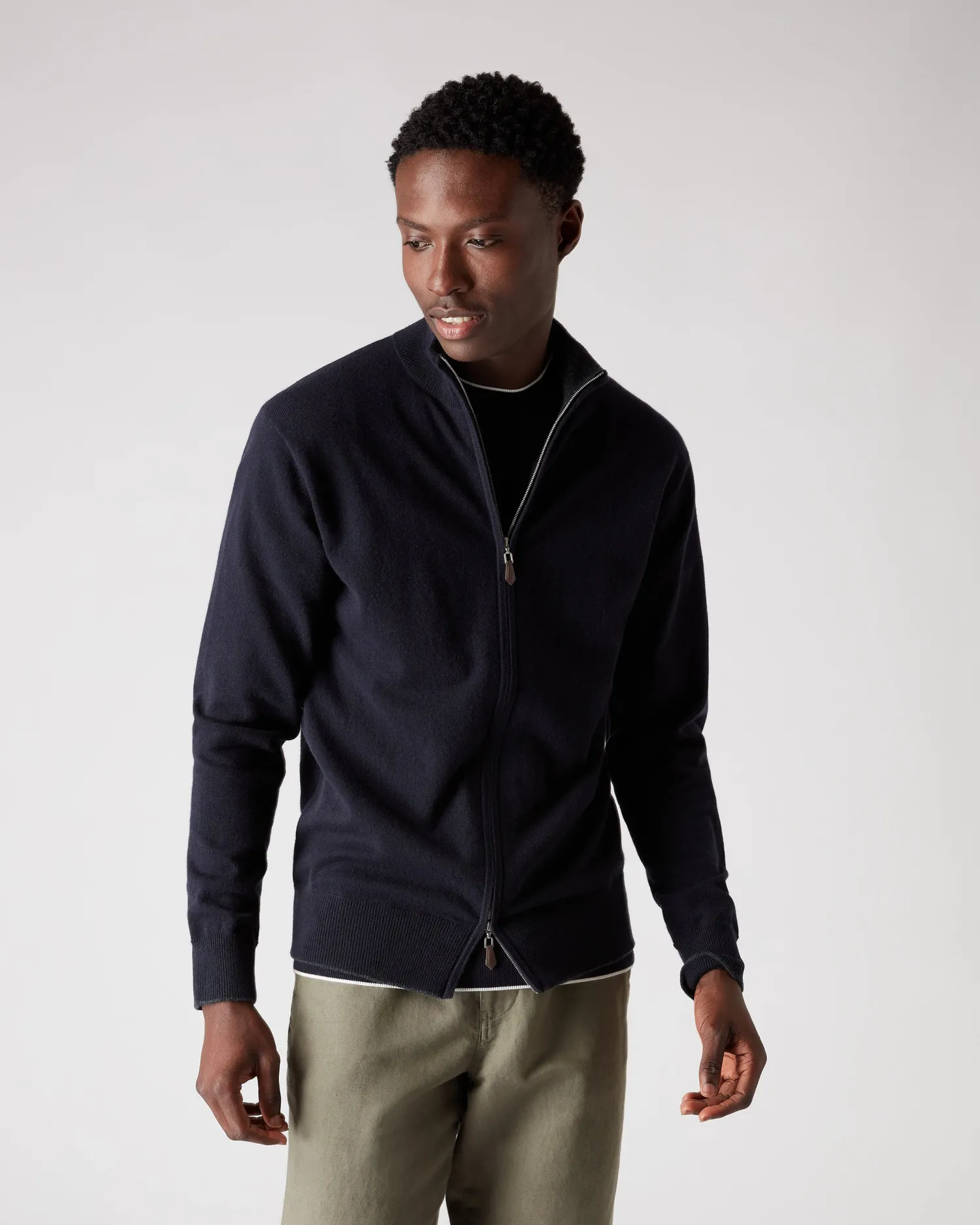 Women N.Peal Blue | Blue*Men's Knightsbridge Full Zip Cashmere Sweater