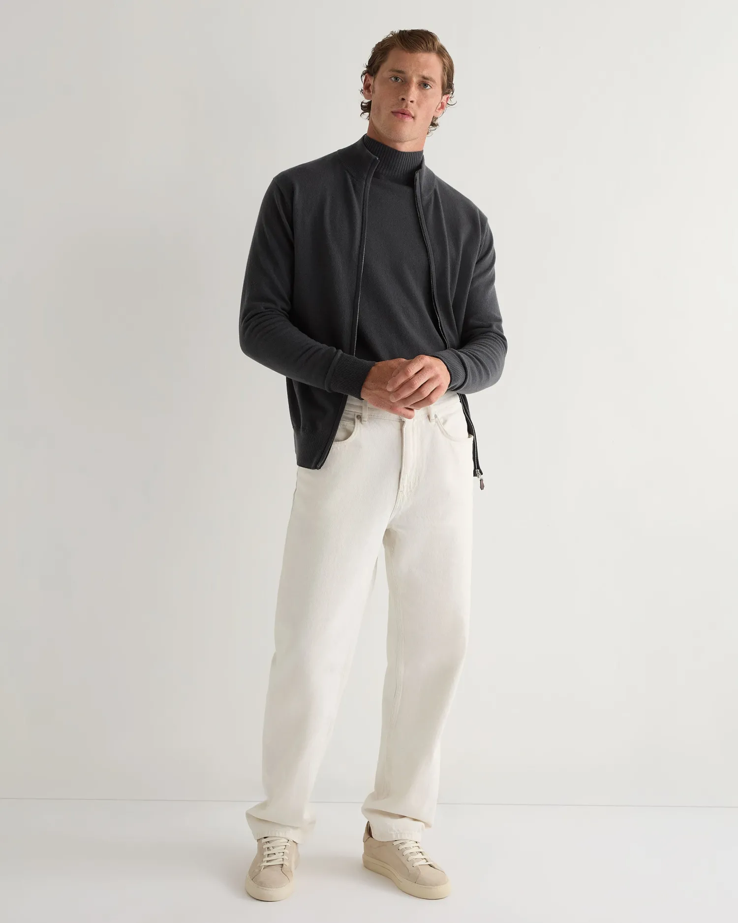 N.Peal Dark Grey | Classic Cashmere*Men's Mayfair Turtle Neck Cashmere Sweater