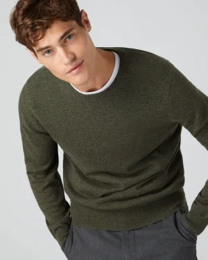N.Peal Green | Classic Cashmere*Men's Oxford Round Neck Cashmere Sweater
