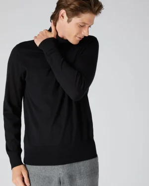 Women N.Peal Black | Black*Men's Pimlico Fine Gauge Cashmere Turtle Neck Sweater