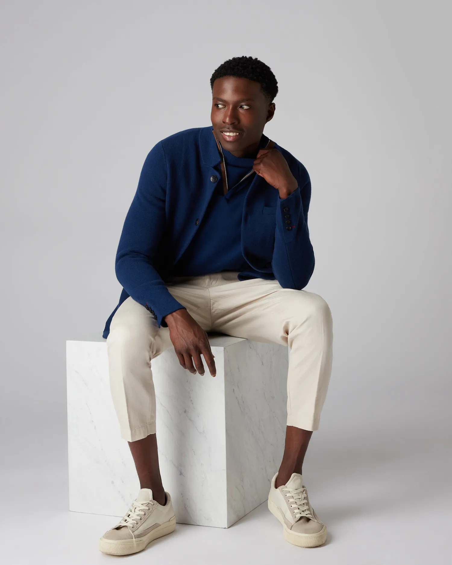 Women N.Peal Blue | Blue*Men's Regent Fine Gauge Cashmere Half Zip Sweater