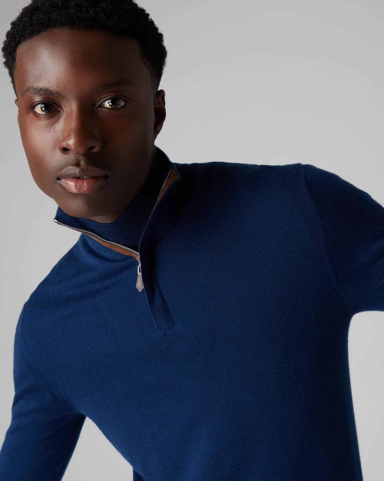Women N.Peal Blue | Blue*Men's Regent Fine Gauge Cashmere Half Zip Sweater