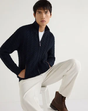 Women N.Peal Navy | Navy*Men's Richmond Cable Cashmere Cardigan