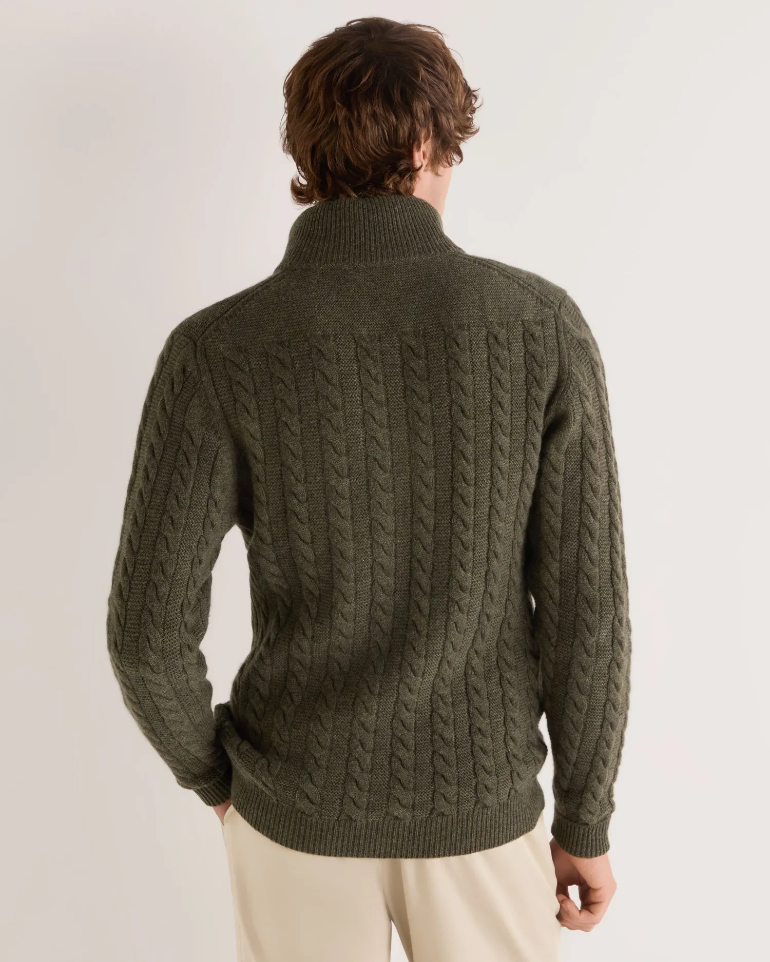 N.Peal Green | Fur Trim Knitwear*Men's Richmond Cable Cashmere Cardigan