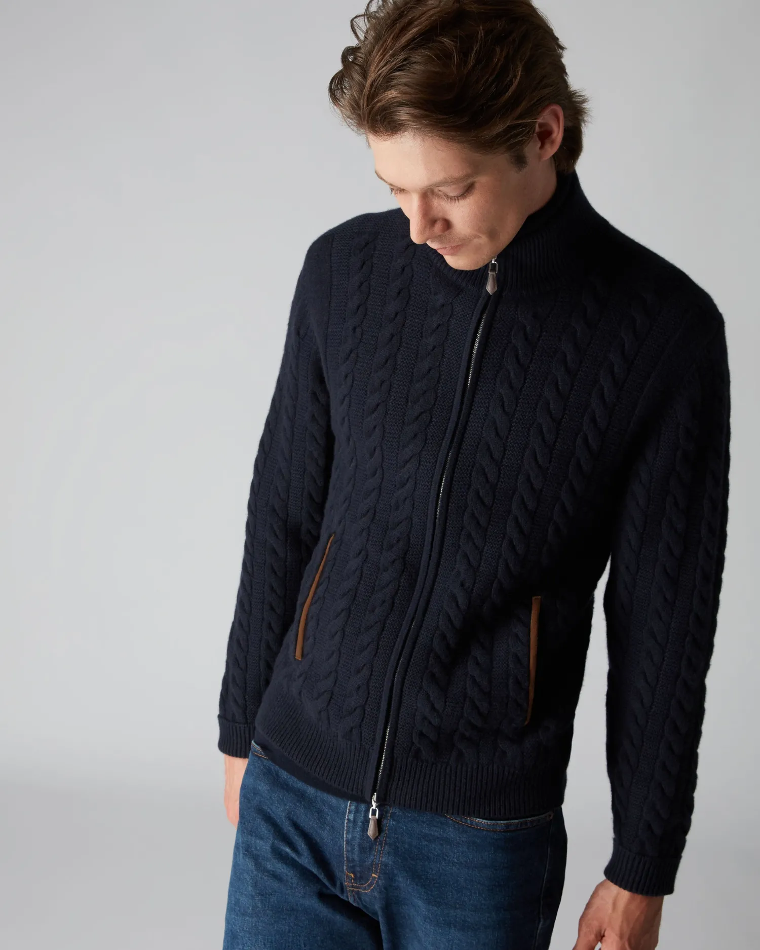 Women N.Peal Blue | Blue*Men's Richmond Cable Cashmere Cardigan