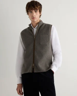 Women N.Peal Natural | Natural*Men's Shaftesbury Suede Trim Cashmere Gilet