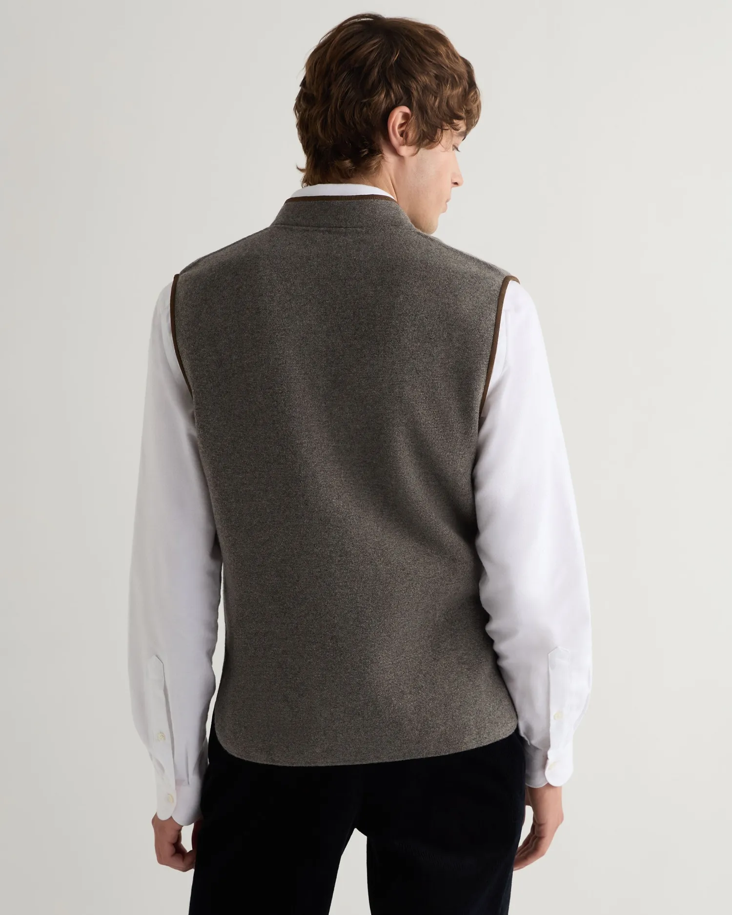 Women N.Peal Natural | Natural*Men's Shaftesbury Suede Trim Cashmere Gilet