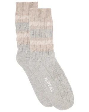 N.Peal Homeware | Socks & Slippers*Men's Stripe Cable Cashmere Socks