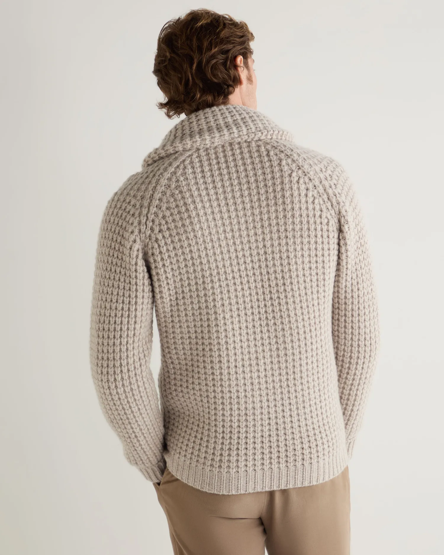 Women N.Peal Natural | Natural*Men's Textured Kensington Cashmere Cardigan
