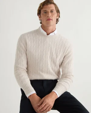 Women N.Peal White | White*Men's Thames Cable Round Neck Cashmere Sweater