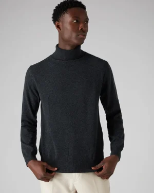 N.Peal Dark Grey | Classic Cashmere*Men's Trafalgar Turtle Neck Cashmere Sweater