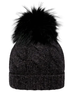 Women N.Peal Fur Trim Accessories | Hats*Unisex Chunky Cable Cashmere Hat With Pom