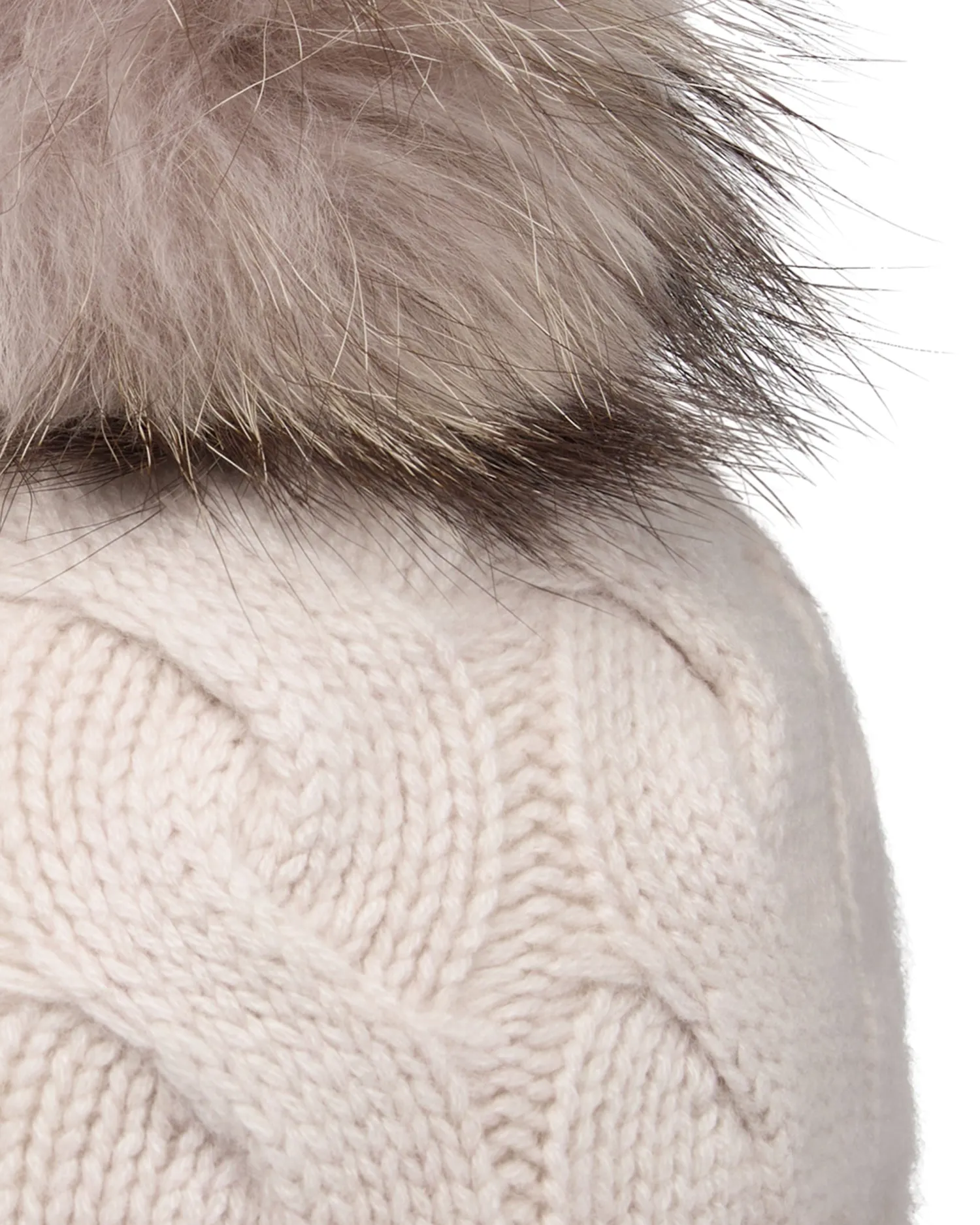 Women N.Peal Fur Trim Accessories | Hats*Unisex Chunky Cable Cashmere Hat With Pom