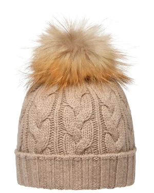 Women N.Peal Fur Trim Accessories | Hats*Unisex Chunky Cable Cashmere Pom Hat