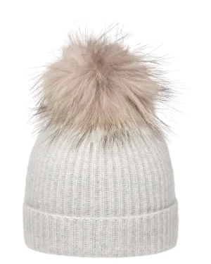 Women N.Peal Fur Trim Accessories | Hats*Unisex Ribbed Cashmere Hat With Detachable Pom