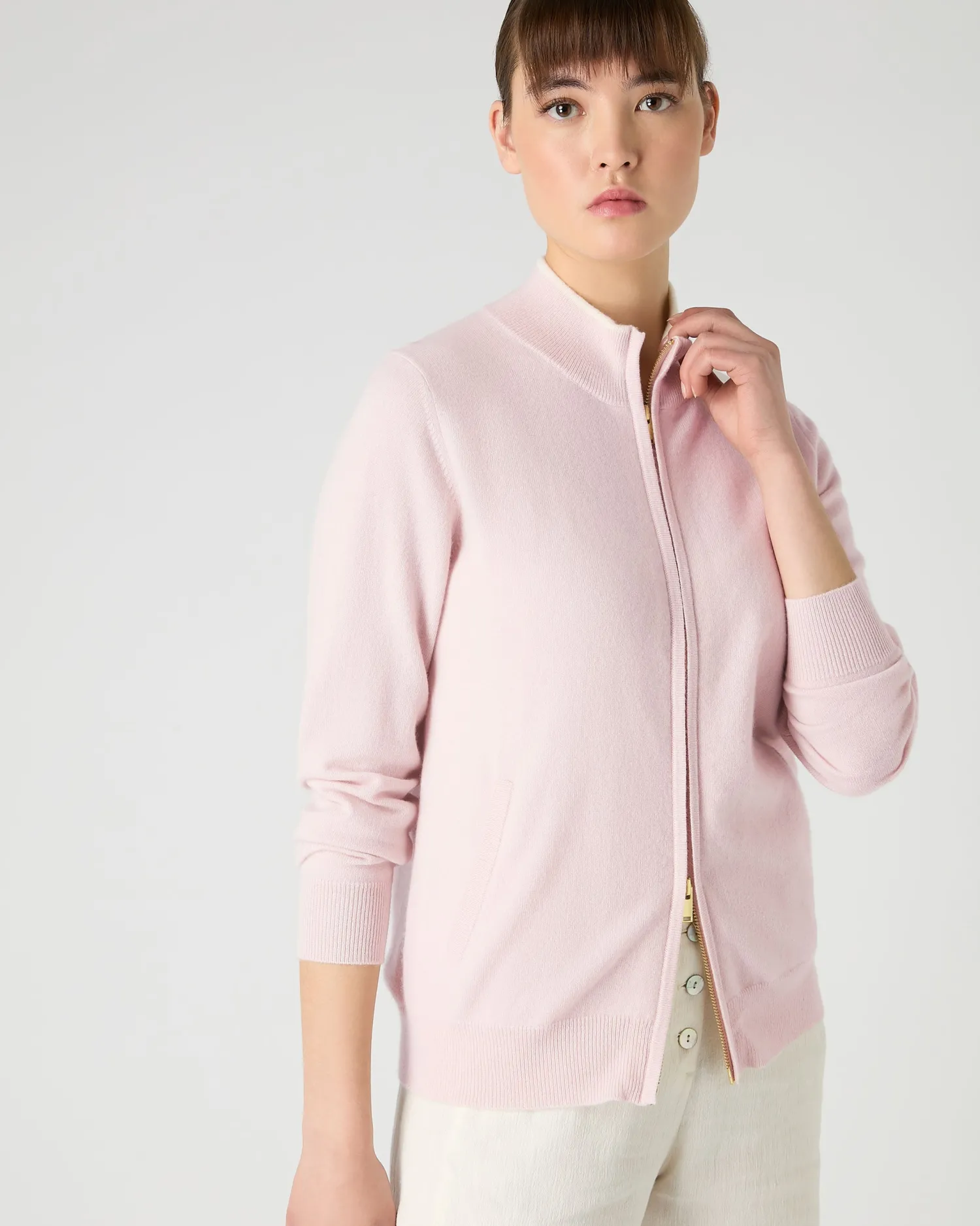 Women N.Peal Organic Cashmere | Pink*Women's Alisa Full Zip Cashmere Cardigan