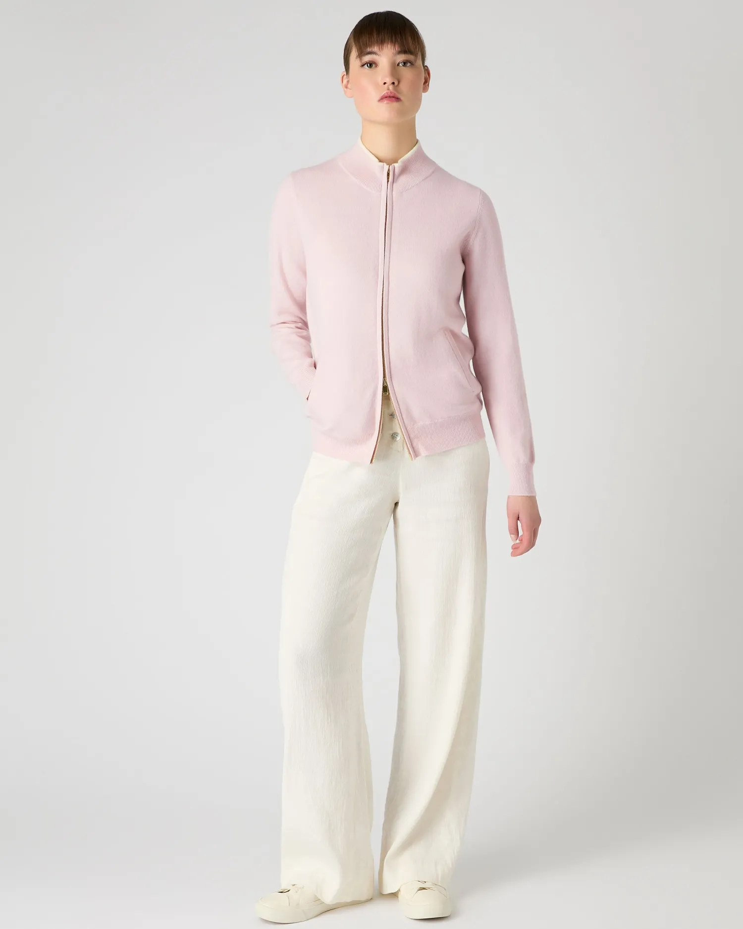 Women N.Peal Organic Cashmere | Pink*Women's Alisa Full Zip Cashmere Cardigan