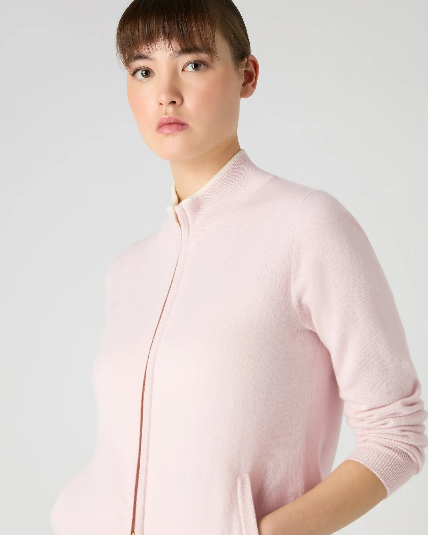 Women N.Peal Organic Cashmere | Pink*Women's Alisa Full Zip Cashmere Cardigan