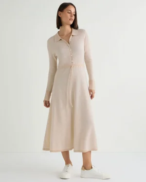 Women N.Peal Natural | Brown*Women's Birdseye Polo Cashmere Silk Dress