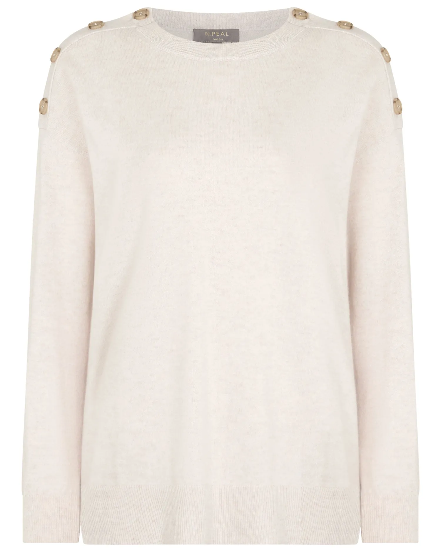 Women N.Peal Natural | White*Women's Button Shoulder Cashmere Sweater